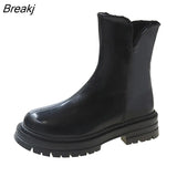 Winter Chunky Plush Women Ankle Boots Fashion Zippers Platform Flats Heel Ladies Keep Warm Short Boot