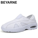 new Genuine Leather Platform Sneakers Women Air Cushion White Nurse Shoes Slip-resistant Plus Size 41 women