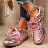 Breakj Patchy Fork Women's Spring And Autumn New Flat-Bottomed Retro Front-Lace