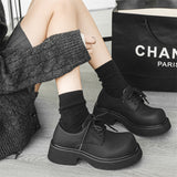 Breakj Wind Small Leather Shoes Thick Sole Increased Spring And Autumn New Lace-Up Happy Shoes Versatile Casual Leather Shoes