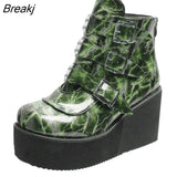 Women Ankle Boots Gothic Platform Punk Winter Martin Black High Heels Demonias Sexy Ladies Shoes Plus Size 41 42