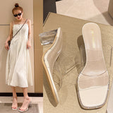 Breakj Drill Transparent Cool Slippers Women 2025 New Summer With Coarse Heel High Fairy Wind