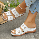 Breakj Hollow Flowers One-Word Slippers Women In The Summer Of 2025 New Leisure Thick Bottom Slope And Cold Slippers