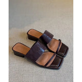 Breakj Coarse-Head Half-Dragging Woman New Summer Wear Retro Beautiful Word Drag Roman Sandals Without Tired