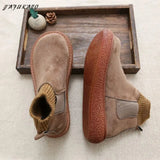 Socks Plus Velvet Warm Womens Short Boots Mori Girl Retro Literary Big Head Doll Shoes Thick-Soled Increase Ankle