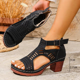 Breakj Coarse-Heeled Sandals Women In The Summer Of 2025 New TEUM Explosion With Hollow