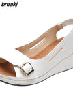 Women Sandals Slip On Wedge Heels Sandals Summer 2023 New Wedges Shoes Women Soft Heeled Sandals Female Elegant Sandalias